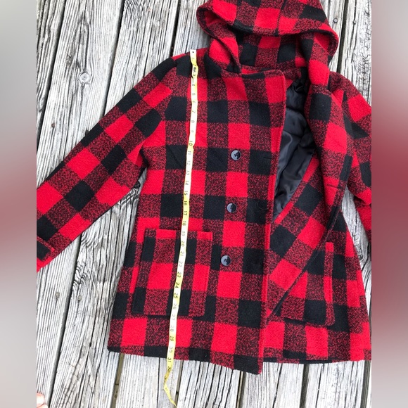 Ladies MAXWELL STUDIO Fall Winter Buffalo Plaid Hooded Pea Coat Jacket XL - Picture 8 of 14